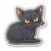 Catitude Black Cat Graphic Design Sticker (Voorkant)