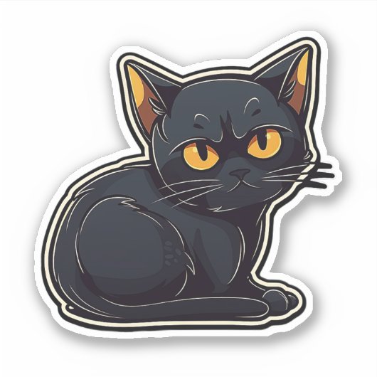 Catitude Black Cat Graphic Design Sticker (Voorkant)