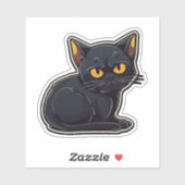 Catitude Black Cat Graphic Design Sticker (Vel)
