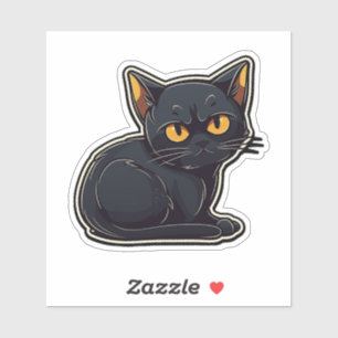 Catitude Black Cat Graphic Design Sticker