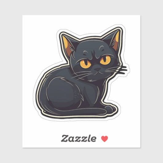 Catitude Black Cat Graphic Design Sticker (Vel)