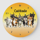 Catitude Cute Kitty Cats Wall klok (Voorkant)