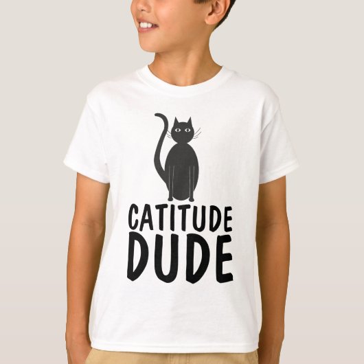 CATITUDE DUDE Funny Boys Cat T-shirts (Voorkant)