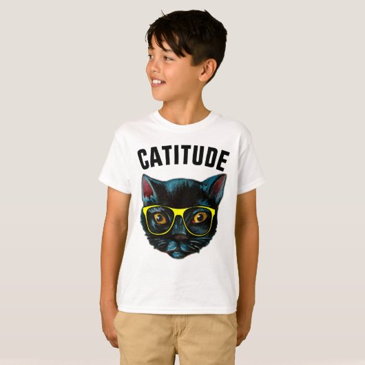 CATITUDE KINDER Funny Cat t-shirts (Voorkant volledig)
