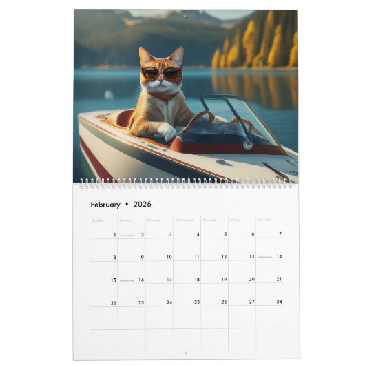 Catitude on the Water Grappig Cool Cats Boating Kalender (Feb 2026)