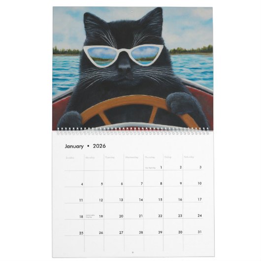 Catitude on the Water Grappig Cool Cats Boating Kalender (Jan 2026)
