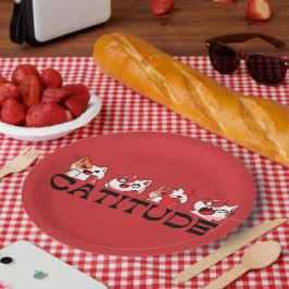 Catitude Paper Plates – Four Kawaii Cat Designs 🐾 Papieren Bordje