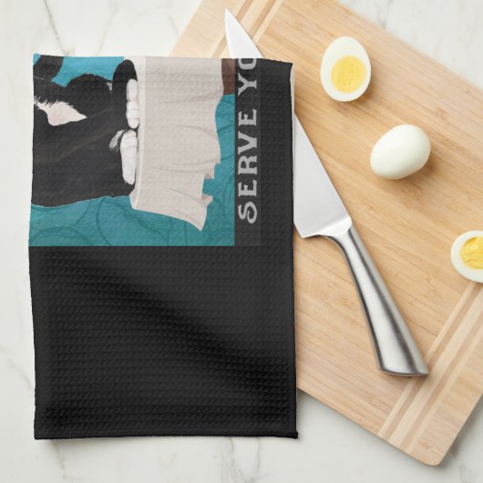 Catitude Tuxedo Cat Coffee Company Funny Tuxedo Theedoek (Quarter Fold)