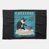 Catitude Tuxedo Cat Coffee Company Funny Tuxedo Theedoek (Horizontaal)