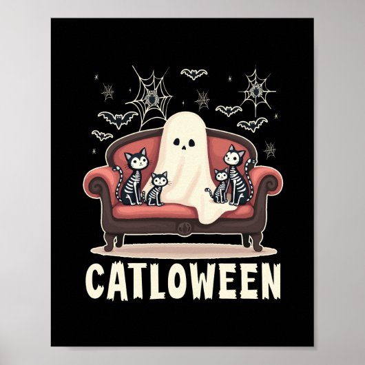 Catloween Ghost Halloween Poster (Voorkant)