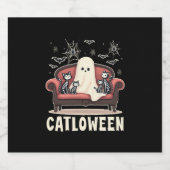 Catloween Ghost Halloween Sparkling Wijnetiket (Enkel label)