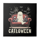 Catloween Ghost Halloween Tegeltje (Voorkant)