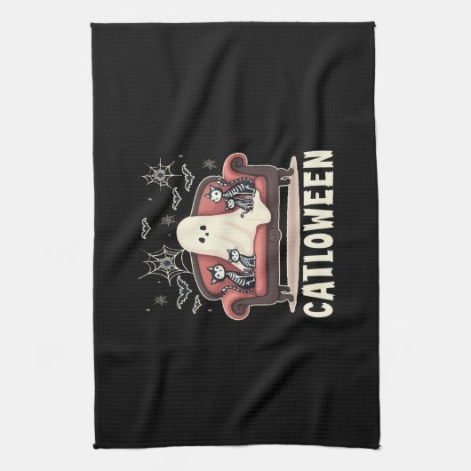 Catloween Ghost Halloween Theedoek (Verticaal)