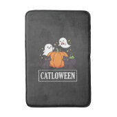Catloween Grappig Halloween Kat Geest Pompoen Ontw Badmat (Voorkant Verticaal)