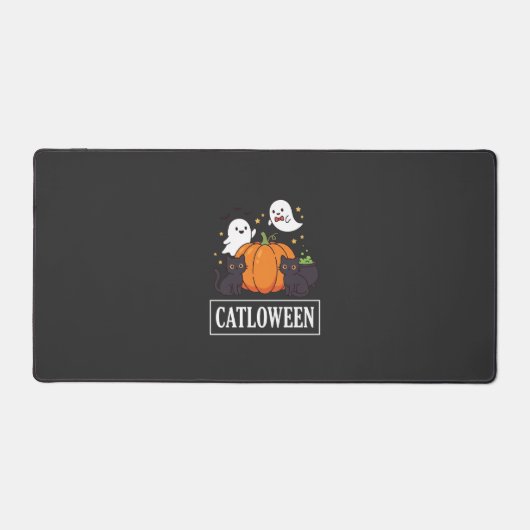 Catloween Grappig Halloween Kat Geest Pompoen Ontw Bureaumat (Voorkant)