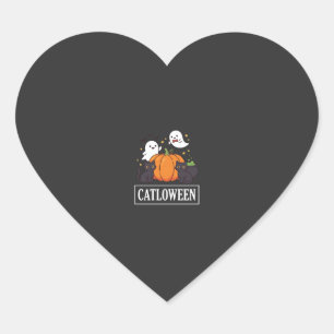 Catloween Grappig Halloween Kat Geest Pompoen Ontw Hart Sticker
