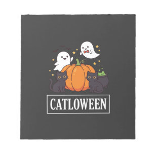 Catloween Grappig Halloween Kat Geest Pompoen Ontw Notitieblok
