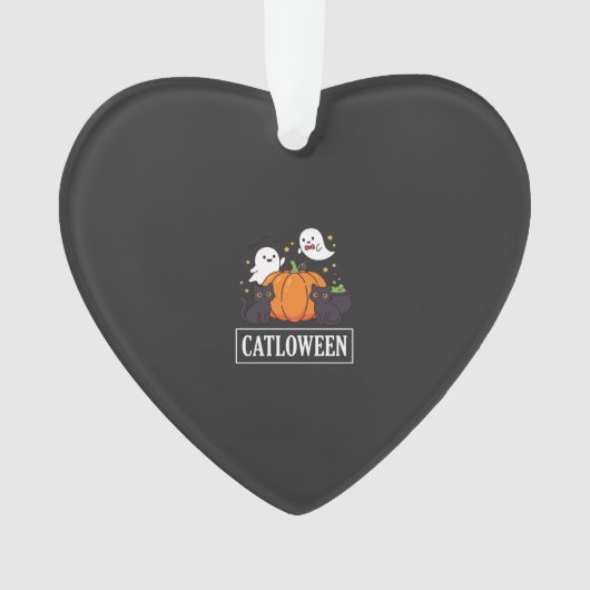 Catloween Grappig Halloween Kat Geest Pompoen Ontw Ornament (voorkant)