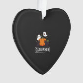 Catloween Grappig Halloween Kat Geest Pompoen Ontw Ornament (voorkant)
