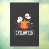 Catloween Grappig Halloween Kat Geest Pompoen Ontw Raamsticker (Vel 3)