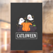 Catloween Grappig Halloween Kat Geest Pompoen Ontw Raamsticker (Vel 2)