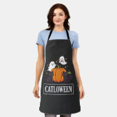 Catloween Grappig Halloween Kat Geest Pompoen Ontw Schort (Gedragen)
