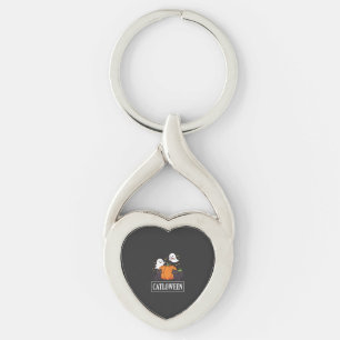 Catloween Grappig Halloween Kat Geest Pompoen Ontw Sleutelhanger