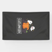 Catloween Grappig Halloween Kat Geest Pompoen Ontw Spandoek (Horizontaal)