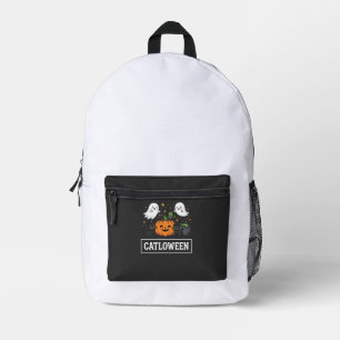 Catloween Mooie Spookkat Halloween Ontwerp_1 Bedrukte Rugzak