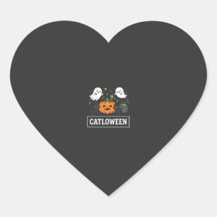 Catloween Mooie Spookkat Halloween Ontwerp_1 Hart Sticker