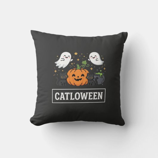 Catloween Mooie Spookkat Halloween Ontwerp_1 Kussen (Voorkant)