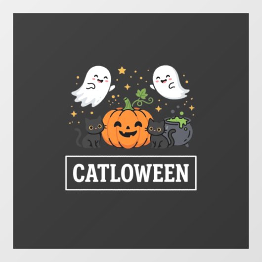 Catloween Mooie Spookkat Halloween Ontwerp_1 Raamsticker (Vel)