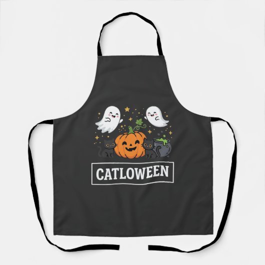 Catloween Mooie Spookkat Halloween Ontwerp_1 Schort (Voorkant)