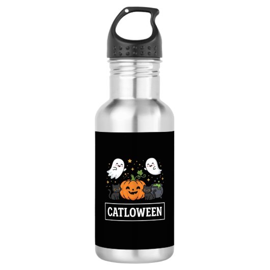 Catloween Mooie Spookkat Halloween Ontwerp_1 Waterfles (Voorkant)