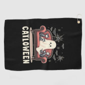 Catloween spook Halloween Golfhanddoek (Horizontaal)