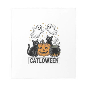 Catloween Vintage Ghost Cat Halloween Shirt Ontwer Notitieblok