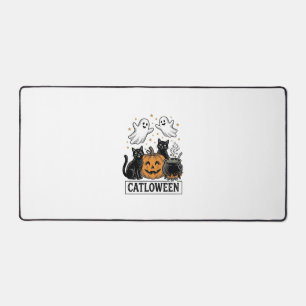Catloween Vintage Spookkat Halloween T-shirt Ontwe Bureaumat