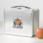 Catloween Zwarte Kat Geest Halloween Vector Ontwer (In situ)