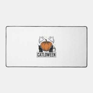 Catloween Zwarte Kat Geest Halloween Vector Ontwer Bureaumat