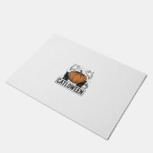 Catloween Zwarte Kat Geest Halloween Vector Ontwer Deurmat (Schuin)