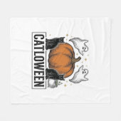 Catloween Zwarte Kat Geest Halloween Vector Ontwer Fleece Deken (Voorkant (Horizontaal))