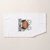 Catloween Zwarte Kat Geest Halloween Vector Ontwer Handdoek (Handdoek)