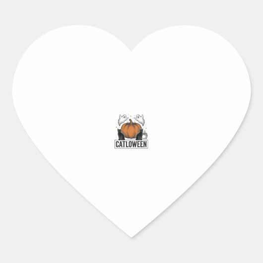 Catloween Zwarte Kat Geest Halloween Vector Ontwer Hart Sticker (Voorkant)