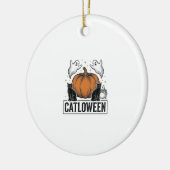 Catloween Zwarte Kat Geest Halloween Vector Ontwer Keramisch Ornament (Links)