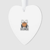Catloween Zwarte Kat Geest Halloween Vector Ontwer Ornament (voorkant)