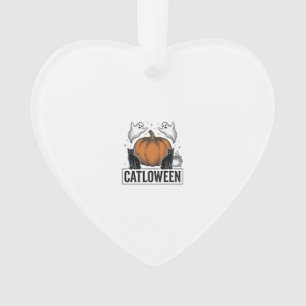 Catloween Zwarte Kat Geest Halloween Vector Ontwer Ornament