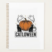 Catloween Zwarte Kat Geest Halloween Vector Ontwer Planner (Voorkant)