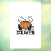 Catloween Zwarte Kat Geest Halloween Vector Ontwer Raamsticker (Vel 3)