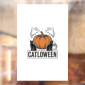 Catloween Zwarte Kat Geest Halloween Vector Ontwer Raamsticker (Vel 2)