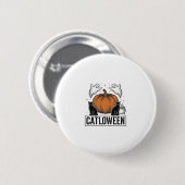 Catloween Zwarte Kat Geest Halloween Vector Ontwer Ronde Button 5,7 Cm (Voorkant /achterkant)